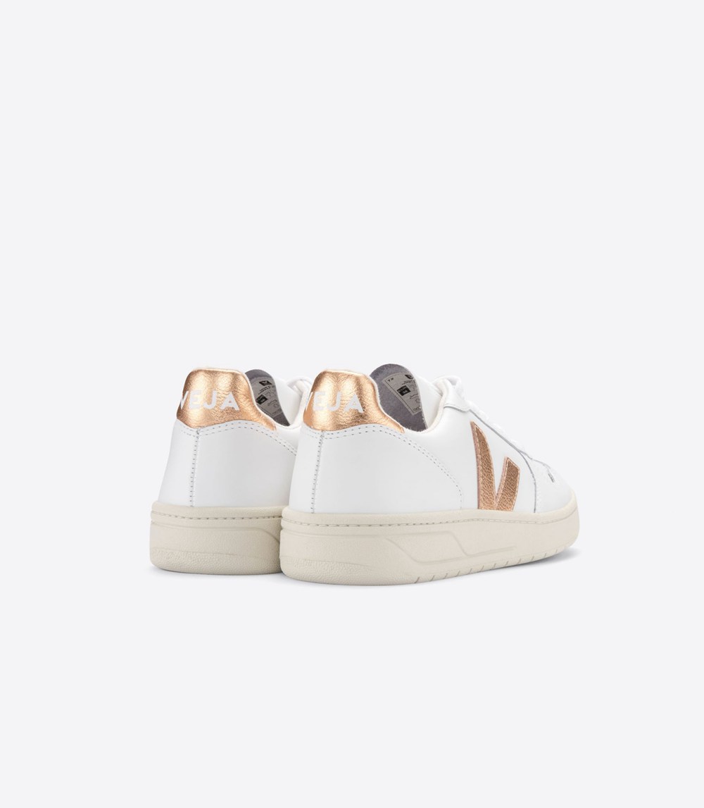 Veja Trainers Womens White - V-10 Leather - ESYD-38709